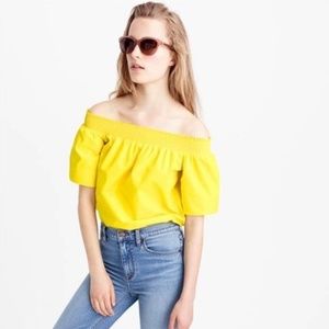 J.Crew Cotton Off The Shoulder Top in Yellow